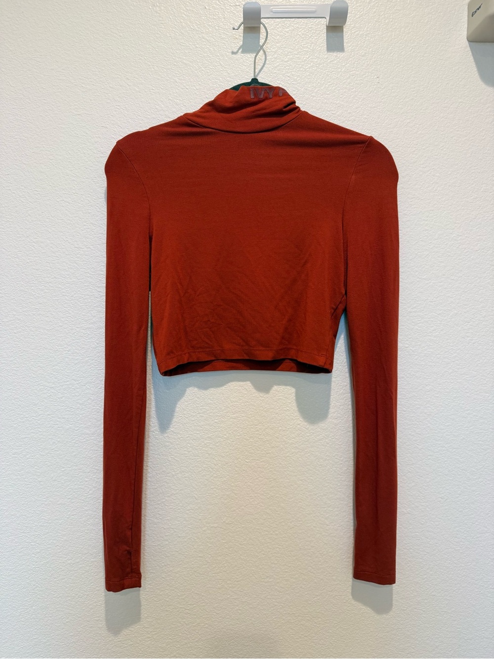 Ivy Park Long Sleeve Cropped Turtleneck Top - Rust